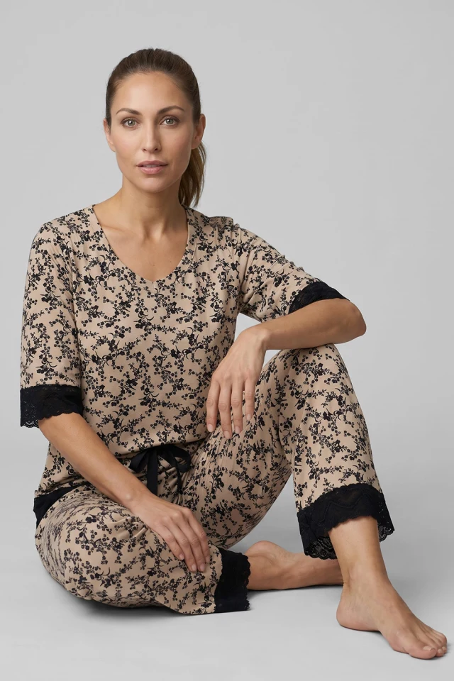 Ženska pidžama - Floral Ivory