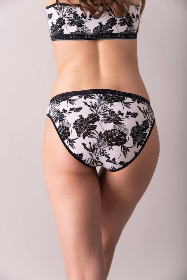Ženske gaće Bikini - Floral white/black
