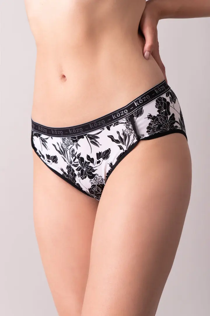Ženske gaće Hipster - Floral white/black