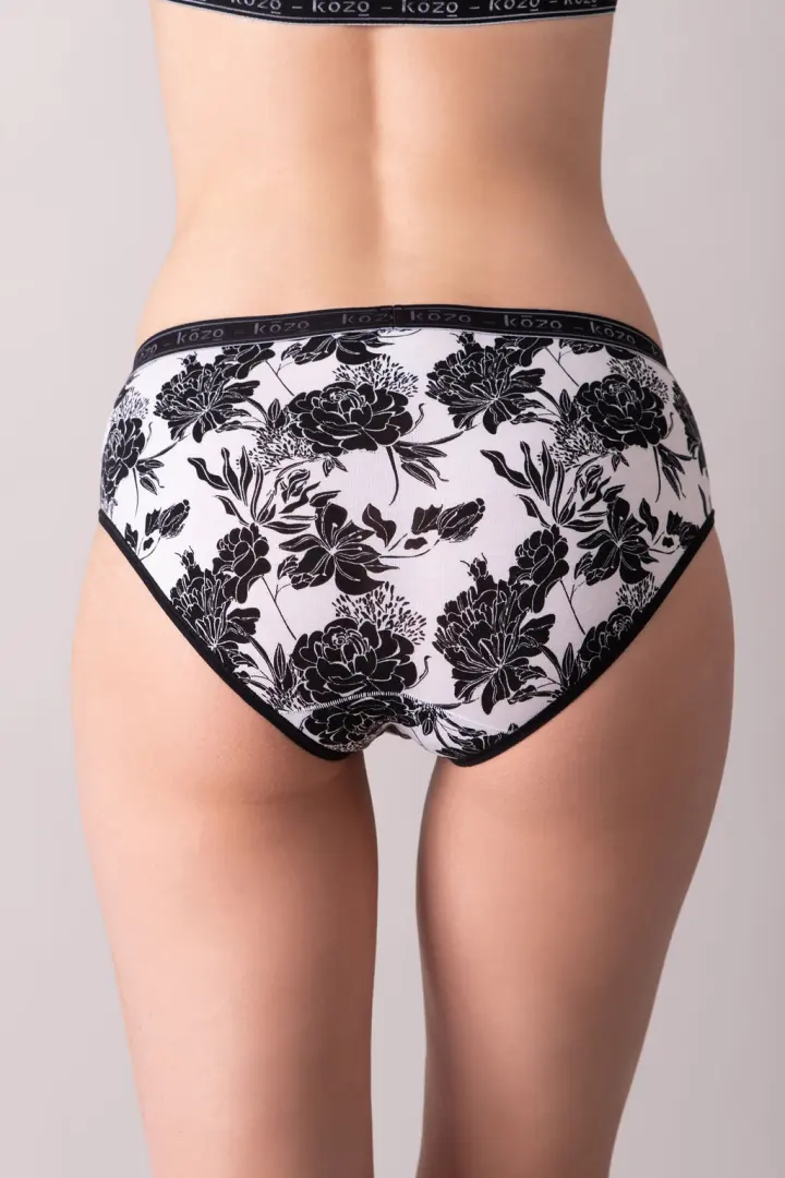 Ženske gaće Hipster - Floral white/black