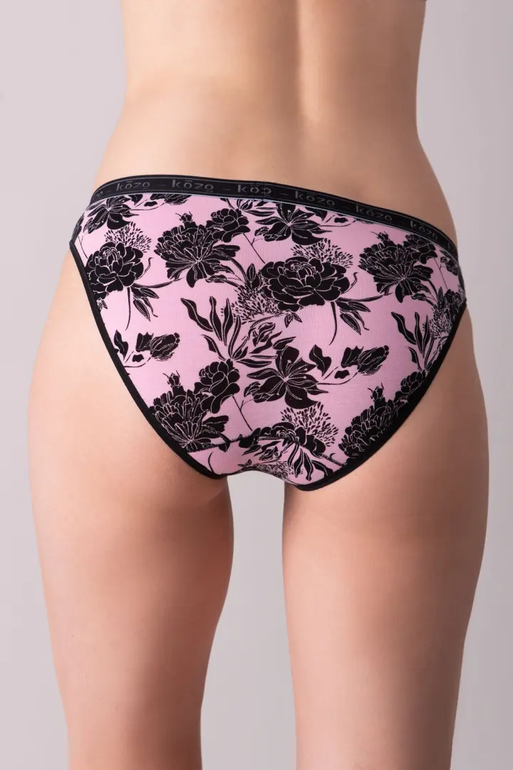 Ženske gaće Bikini - Floral pink/black
