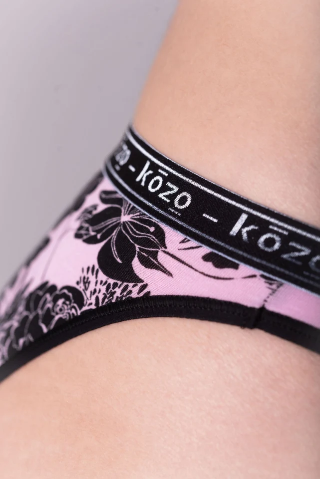 Ženske gaće Bikini - Floral pink/black